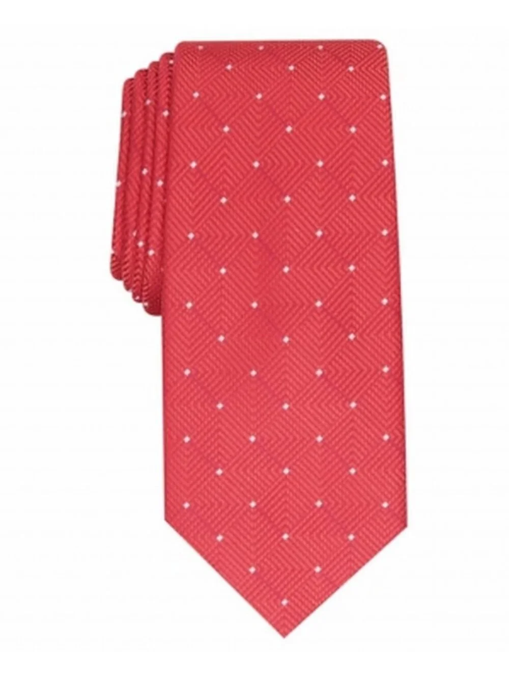Alfani Men's Neck Tie One Geometric Polka Dot Skinny Slim Silk Red MSRP $55